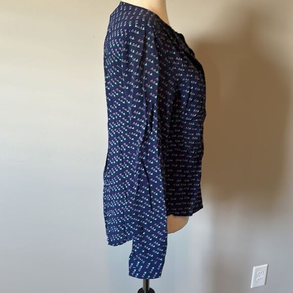 Maeve sz 2 bird print button front long sleeved blouse - Picture 4 of 8
